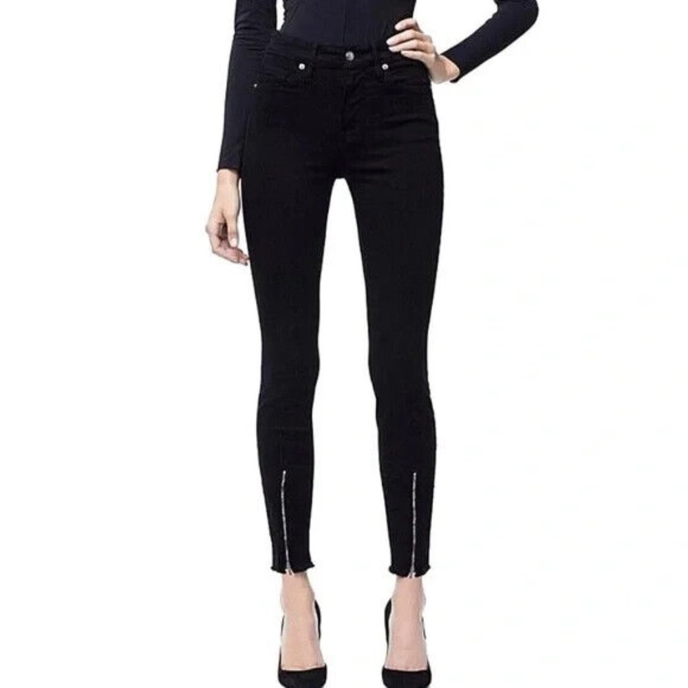 Good American Good Waist Jeans Women's Plus Size 24 Ankle Zip Skinny Stretch